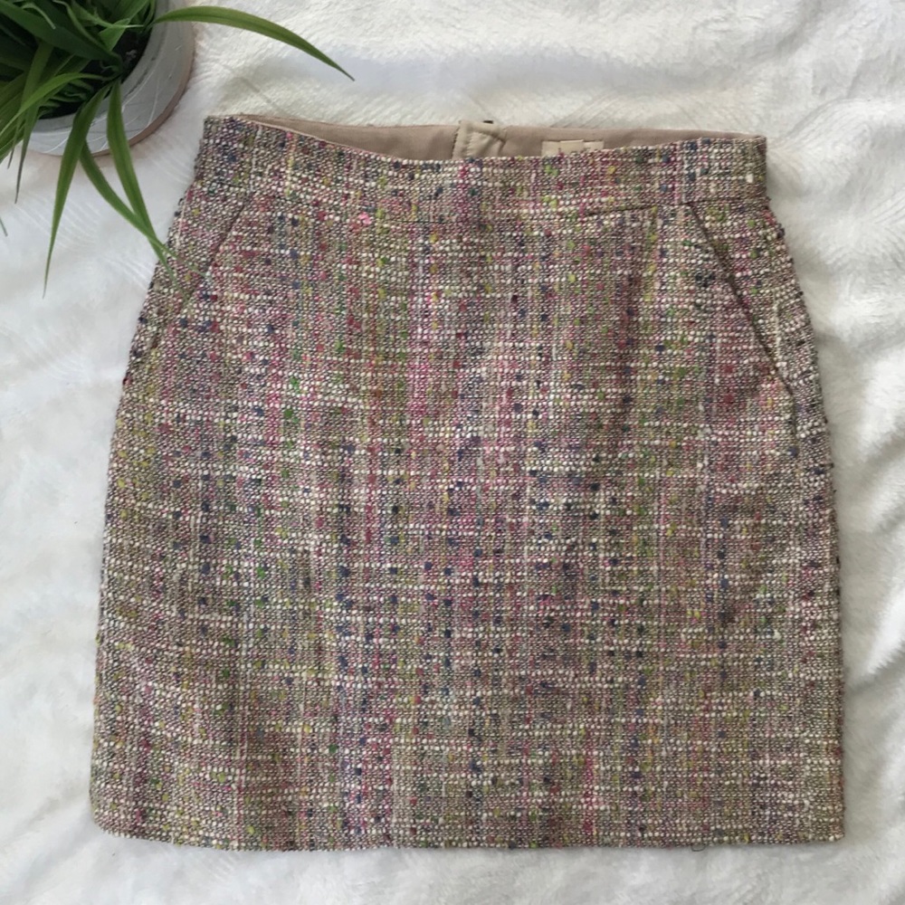 J Crew Multicolor Tweed Short Pencil Career Skirt - Picture 1 of 7